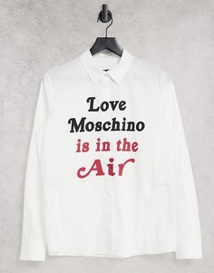 Белая облегающая рубашка с принтом "In The Air" Love Moschino-Белый