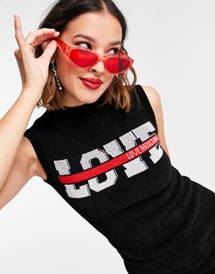 Трикотажное платье черного цвета без рукавов с логотипом Love Moschino-Черный