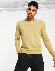 Джемпер из хлопкового трикотажа с разрезом у горловины цвета хаки ASOS DESIGN-Зеленый цвет