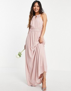 Розовое платье макси с американской проймой Vila Bridesmaid-Розовый цвет