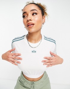 Белая укороченная футболка с логотипом adidas Originals adicolor-Белый