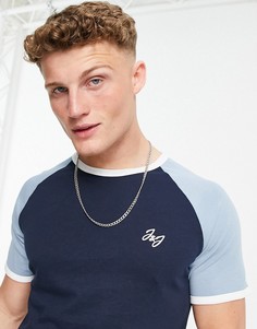 Контрастная темно-синяя футболка с круглым вырезом Jack & Jones-Темно-синий