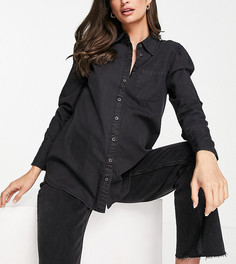 Черная выбеленная рубашка из мягкого денима с пышными рукавами ASOS DESIGN Maternity-Черный