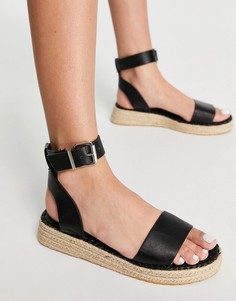 Черные сандалии-эспадрильи на плоской платформе Schuh Victoria-Черный