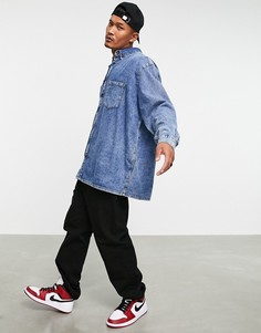 Джинсовая рубашка в стиле extreme oversized с эффектом кислотной стирки ASOS DESIGN-Голубой