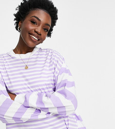 Сиреневый оversized-лонгслив в полоску ASOS DESIGN Tall-Фиолетовый цвет