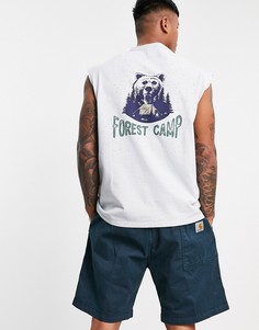 Зеленая oversized-майка с принтом на спине ASOS DESIGN-Серый