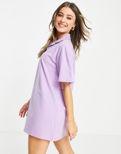 Сиреневое платье-рубашка поло с коротким рукавом Lola May-Фиолетовый цвет