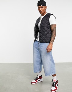 Черный стеганый жилет с узором в виде ромбов ASOS DESIGN
