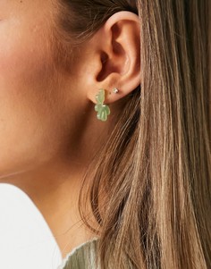 Серьги-кольца в форме цветка из полимерного материала ASOS DESIGN-Зеленый цвет
