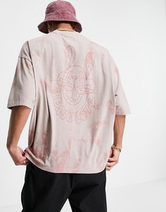 Футболка в стиле oversized розового цвета с эффектом тай-дай и принтом на спине ASOS DESIGN-Розовый цвет