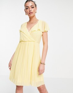 Желтое плиссированное платье мини с оборкой на воротнике Vila-Желтый