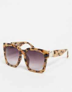 Крупные квадратные солнцезащитные очки в коричневой оправе с принтом New Look-Коричневый цвет