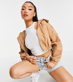 Укороченная куртка с капюшоном кораллового выбеленного цвета ASOS DESIGN-Розовый цвет