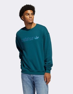 Сине-зеленый свитшот с логотипом adidas Originals-Зеленый цвет