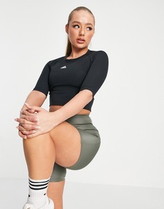 Черный кроп-топ с длинными рукавами adidas Training Sportforia