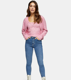 Черные джинсы скинни Topshop Petite - Jamie-Голубой