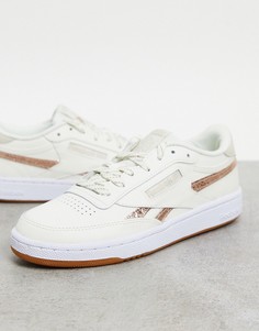 Кроссовки кремового цвета с элементами бронзового цвета Reebok Club C 85-Белый