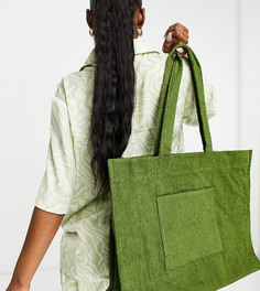 Махровая сумка-тоут цвета хаки South Beach-Зеленый цвет
