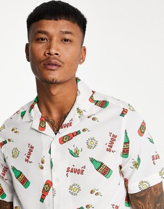 Классическая рубашка с отложным воротником и принтом с острым соусом ASOS DESIGN-Белый