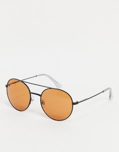 Солнцезащитные очки-авиаторы в черной оправе с оранжевыми стеклами Jack & Jones-Черный