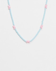Ожерелье с бусинками в форме бабочек ASOS DESIGN-Многоцветный