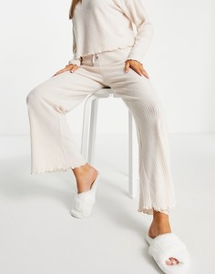 Кремовые домашние брюки с широкими штанинами из вафельной ткани от комплекта New Look-Белый