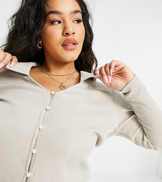 Укороченный кардиган с открытым воротником Fashion Union Plus-Светло-бежевый