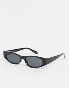 Солнцезащитные очки в черной узкой овальной оправе Pieces-Черный