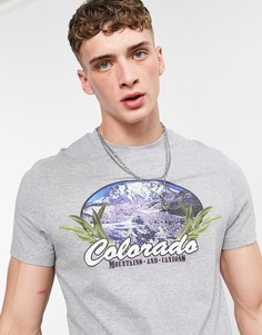 Серая меланжевая футболка из органического хлопка с принтом "Colorado" ASOS DESIGN-Серый