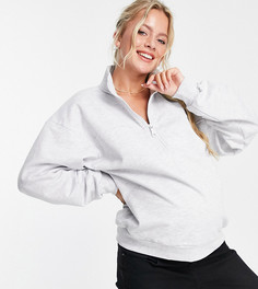 Серый меланжевый свитшот на короткой молнии для кормления ASOS DESIGN Maternity