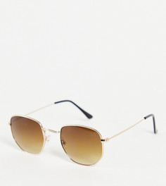 Шестиугольные солнцезащитные очки в золотистой оправе с коричневыми линзами South Beach-Золотистый
