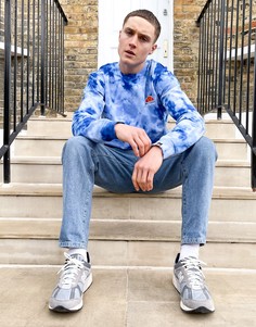 Синий свитшот с логотипом и принтом тай-дай ellesse Diveria-Голубой