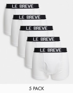 Набор из 5 боксеров-брифов с черной лентой Le Breve-Белый