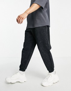 Черные джоггеры в стиле "oversized" с эффектом кислотной стирки (от комплекта) ASOS DESIGN-Черный