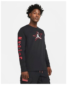 Черный лонгслив с графическим принтом Nike Jordan AJ6-Черный цвет