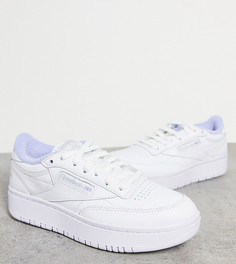 Белые с сиреневым кроссовки с двойными сердечками Reebok Club C - эксклюзивно для ASOS-Белый