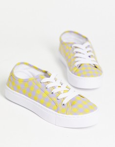 Сиреневые кроссовки в клетку на шнуровке ASOS DESIGN Dizzy-Фиолетовый цвет