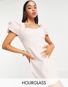 Розовое джинсовое платье с пышными рукавами ASOS DESIGN Hourglass-Розовый цвет