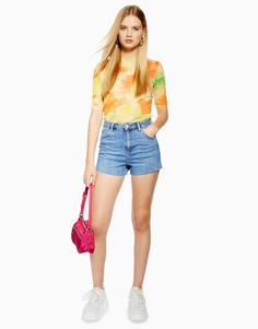 Синие джинсовые шорты премиум в винтажном стиле Topshop-Голубой