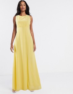 Платье макси лимонного цвета со свободным воротом на спине TFNC bridesmaid-Желтый