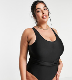 Черный слитный купальник с поясом Missguided Plus-Черный цвет