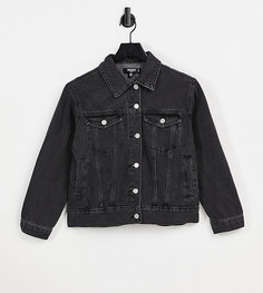 Черная джинсовая куртка в стиле oversize Missguided Petite-Черный цвет