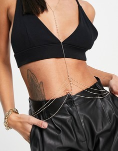 Цепочка для тела с прозрачными стразами ASOS DESIGN-Золотистый