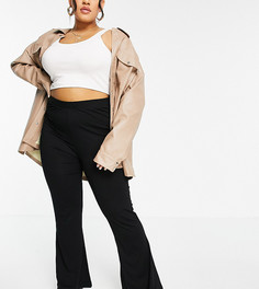 Черные расклешенные брюки ASOS DESIGN Curve-Черный цвет