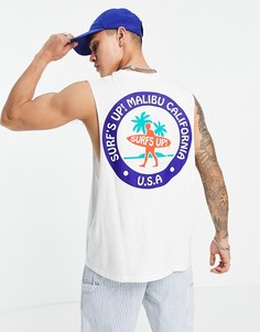 Белая свободная майка из органического хлопка с принтом на спине "Malibu" ASOS DESIGN-Белый