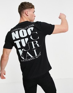 Футболка черного цвета из органического хлопка с принтом надписи на спине ASOS DESIGN-Черный