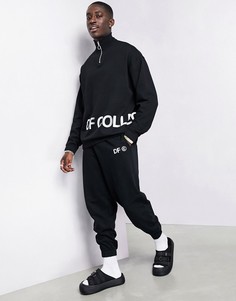 Черный свитшот от комплекта с логотипом и короткой молнией ASOS Dark Future-Черный цвет