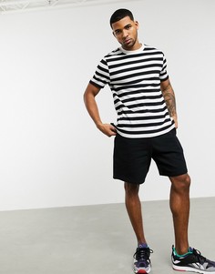 Зауженная футболка из органического хлопка в черно-белую полоску ASOS DESIGN-Черный