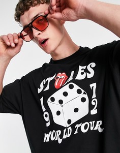 Черная oversized-футболка с принтом "Rolling Stones" ASOS DESIGN-Черный